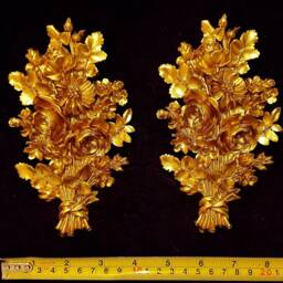 Pair Gilt Or White French Style Decorative Wall Furniture Moulding Pediment Plastic Decoration - thumbnail 2