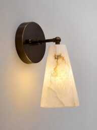 Handcrafted Alabaster Brass Wall Sconce With Handmade Modern Luxury Marble Stone Lamp, Mid Century Living Room Lighting - thumbnail 1