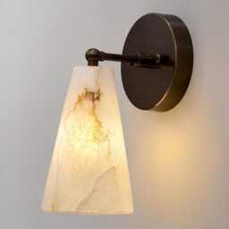 Handcrafted Alabaster Brass Wall Sconce With Handmade Modern Luxury Marble Stone Lamp, Mid Century Living Room Lighting - thumbnail 2