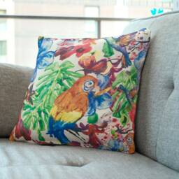 "Watercolour Jungle Parrot Cushion Cover Throw Pillow. 16""/18""/20" - thumbnail 1