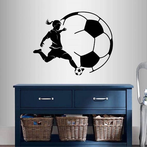 In-Style Decals Wall Vinyl Decal Home Decor Art Sticker Girl Woman Player Soccer Kicking Ball Sports Kids Room Removable Mural Design 488 - image 1