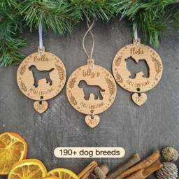 Personalised Dog Puppy First Christmas Pet Decoration Various Breeds - thumbnail 1