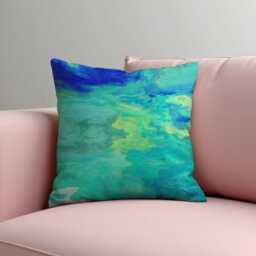 Teal Blue Abstract Cushion Cover, Modern Art Throw Pillow Decorative Sofa Pillowcase, Contemporary Home Decor - thumbnail 2