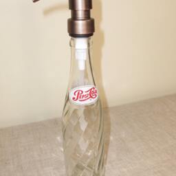Vintage Pepsi Cola Soda 12 Oz Bottle Soap Dispenser Bathroom Kitchen Pump Spray Refillable Reuse Clear Glass Metal Bronze Silver Refillable - thumbnail 2