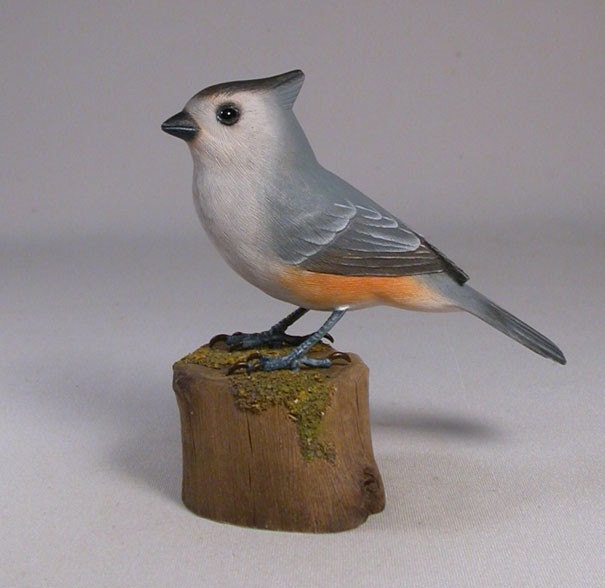 Black-Crested Titmouse Hand Carved & Painted Wooden Bird - image 1