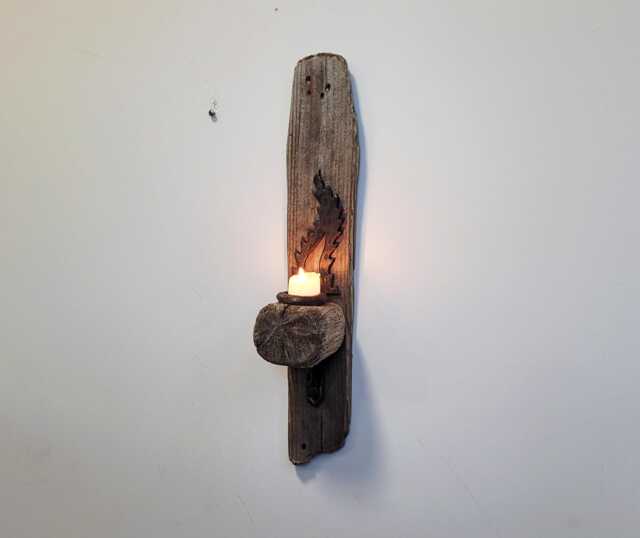 Dorset Driftwood Pewter Look Ceramic Motif Night Light Candle Holder/Sconce - image 1