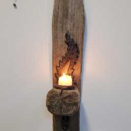 Dorset Driftwood Pewter Look Ceramic Motif Night Light Candle Holder/Sconce - thumbnail 2