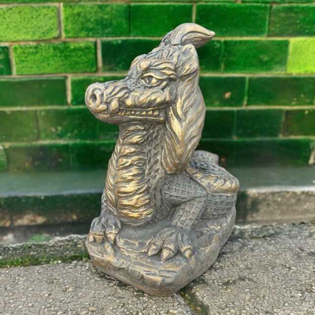 Concrete Sitting Dragon Statue Stone Fantasy Creature Figure Front Door Garden Sculpture Lawn Ornament Yard Decoration Cement Gift - image 1