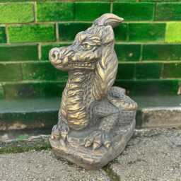 Concrete Sitting Dragon Statue Stone Fantasy Creature Figure Front Door Garden Sculpture Lawn Ornament Yard Decoration Cement Gift - thumbnail 1