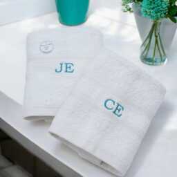 Personalised Hand Towels Set For Couples Embroidered White Pair - Names, Initials, Titles, Mr & Mrs, His Hers Wedding Anniversary Gift - thumbnail 2