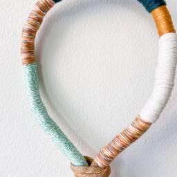 Pair Of Rustic Wrapped Rope Wall Hangings, Set 2 Fringed Tassels For Home Decor, Boho Knots Gallery - thumbnail 3