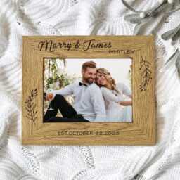 Photo Frame 6x4 Personalised Picture Frames Gifts For Couple Mr & Mrs Laser Engraved Wooden Wedding Anniversary - thumbnail 1