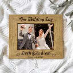 Photo Frame 6x4 Personalised Picture Frames Gifts For Couple Mr & Mrs Laser Engraved Wooden Wedding Anniversary - thumbnail 3