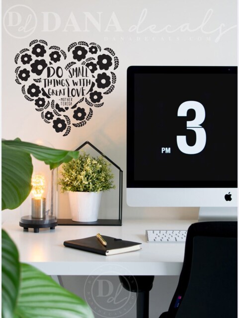 "Floral Heart Quote Vinyl Wall Decal - ""Do Small Things With Great Love" - image 1