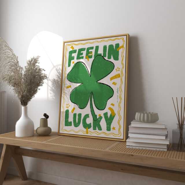 Retro Shamrock Art Print, Mid-Century Modern Clover Illustration - image 1
