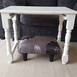 Satin Floral Footstool Handmade Upholstered Ottoman - thumbnail 2