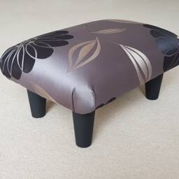 Satin Floral Footstool Handmade Upholstered Ottoman - thumbnail 4