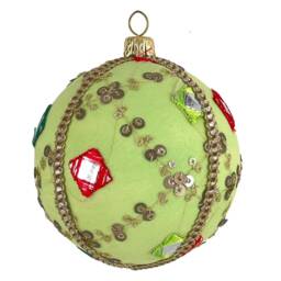 Handmade Mint Green Bauble - Upcycled Fabric Indian Wedding & Diwali Decor Eco-Friendly Christmas Ornament Unique Gifting Idea - thumbnail 4