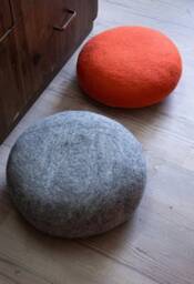 Wool Felted Pouf Stone Ottoman, Handmade Home Decor - 30/40cm