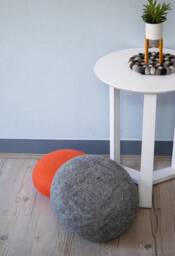 Wool Felt Pouf Wet Felted Stone Ottoman For Home Decor in 30 & 40cm Size Ethically Handmade & Fair Trade - thumbnail 2