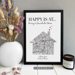 Happy Is At Nanny & Grandad's House... Personalised Map Gift Grandparents. Mother's Day Gift For Nan Or Mum - thumbnail 2