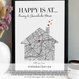 Happy Is At Nanny & Grandad's House... Personalised Map Gift Grandparents. Mother's Day Gift For Nan Or Mum - thumbnail 3