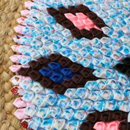 Handmade Round Fabric Rug - 50cm Multicolour Boho D??cor - thumbnail 2