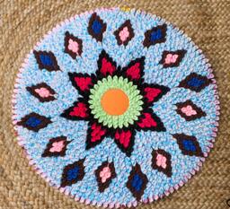 Handmade Round Fabric Rug - 50cm Multicolour Boho D??cor - thumbnail 1