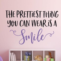 A Smile Is The Prettiest Thing You Can Wear Wall Decal - Girl Bathroom Teen Girl Tween Smile Decal - thumbnail 3