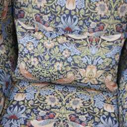 Upholstered Accent Armchair For Living Room - Reading Chair Fabric Strawberry Thief Blue William Morris - thumbnail 3