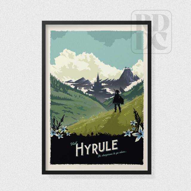 Hyrule Wall Art - Travel Poster Legend Of Zelda Print Botw - image 1