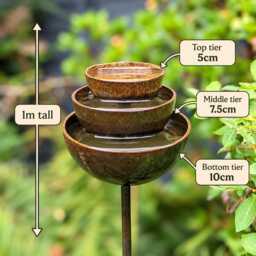 Medium Rusty Metal Rain Catcher Fountain - 1M Garden Water Feature & Bird Bath - thumbnail 3