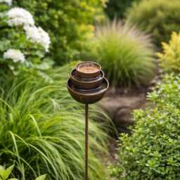 Medium Rusty Metal Rain Catcher Fountain - 1M Garden Water Feature & Bird Bath - thumbnail 2