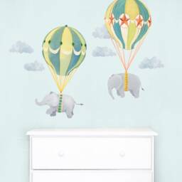 Off We Go Hot Air Balloon Elephants - Neutral Peel-And-stick Wall Decals Mej - thumbnail 3