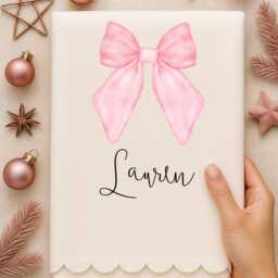 Personalised Bow Christmas Blanket - Custom Family Name Festive Throw - Holiday Gift For Kids & Adults - thumbnail 2