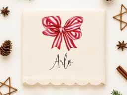 Personalised Bow Christmas Blanket - Custom Family Name Festive Throw - Holiday Gift For Kids & Adults - thumbnail 1