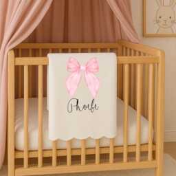 Personalised Bow Christmas Blanket - Custom Family Name Festive Throw - Holiday Gift For Kids & Adults - thumbnail 4