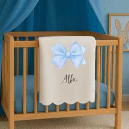Personalised Bow Christmas Blanket - Custom Family Name Festive Throw - Holiday Gift For Kids & Adults - thumbnail 3