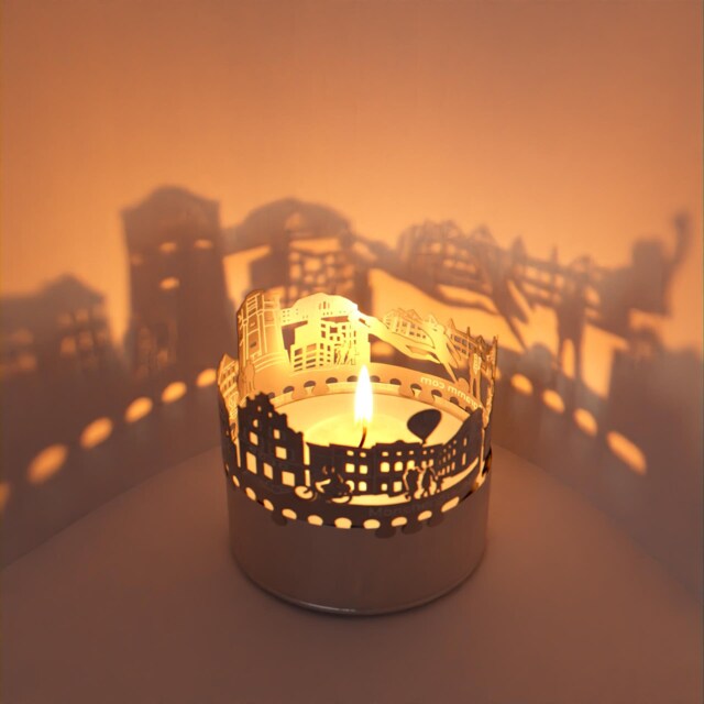 M??nchengladbach Skyline Shadow Play - Stunning Lantern Candle Attachment - Beautiful Souvenir For Fan - image 1