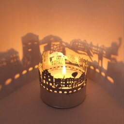 M??nchengladbach Skyline Shadow Play - Stunning Lantern Candle Attachment - Beautiful Souvenir For Fan - thumbnail 1