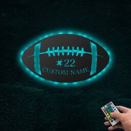 Personalized Football Metal Wall Art With Led, Custom Name Sign - thumbnail 4