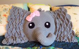 Crocheted Elephant Pillow - thumbnail 1