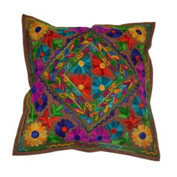 Handmade Suzani Embroidery Cushion Covers Indian Pillow Case Woolen Embroidered Bohemian Decor Look Square Mandala Cushions - thumbnail 2