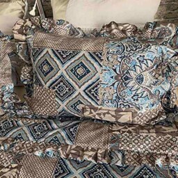 Duck Egg Blue Brown Pillow Sham With Ribbon Ties Pink Purple White Beige Cotton Handmade European Standard Queen King Cottage Farmhouse Chic - thumbnail 3