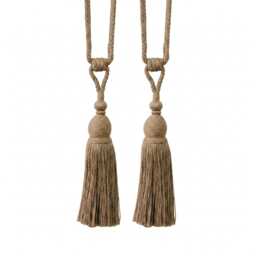 2x Coastal Padstow Tieback With Bullion Skirt - Jute/Cotton 900mm Embrace Tassel Pair - thumbnail 1