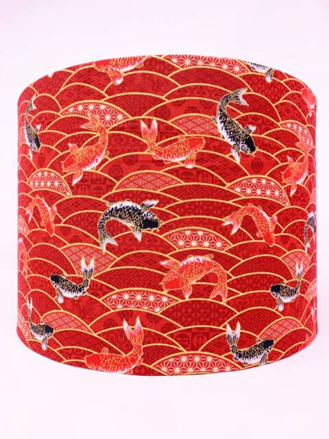 Japanese Carp Lamp Shade Red & Gold Oriental Light - image 1