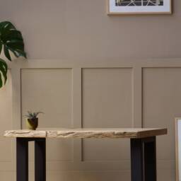 Konk ??? Waney-Sage Bench [Metal Legs] Bespoke Sizes Available Live Edge Oak Modern Seat, Minimalist Dining, Hallway Seating, Side Table - thumbnail 2