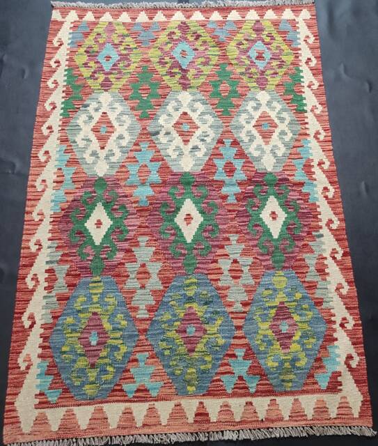 Kilim Rug Multicolour, Handmade Artisan Afghan Turkish Aztec Geometric Wool 150x101 cm - image 1