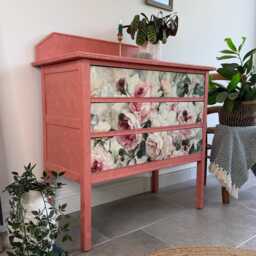 Vintage Chest Of Drawers Painted Pink & Floral - thumbnail 2