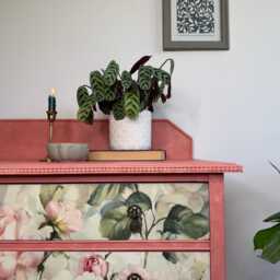 Vintage Chest Of Drawers Painted Pink & Floral - thumbnail 3
